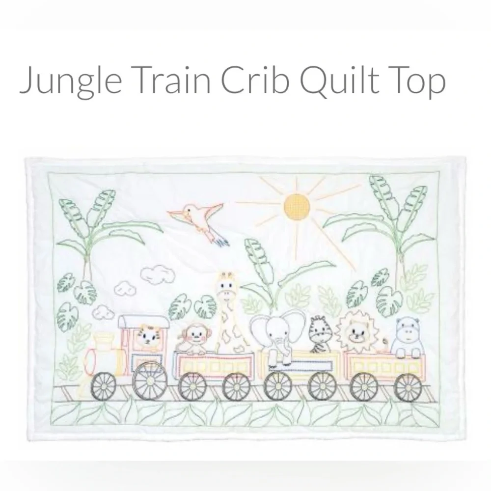 Jack Dempsey Needle Art Jungle Train Crib Quilt Top Stamped Kit